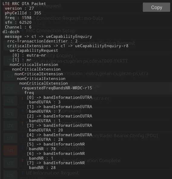 UE Capability Enquiry -message